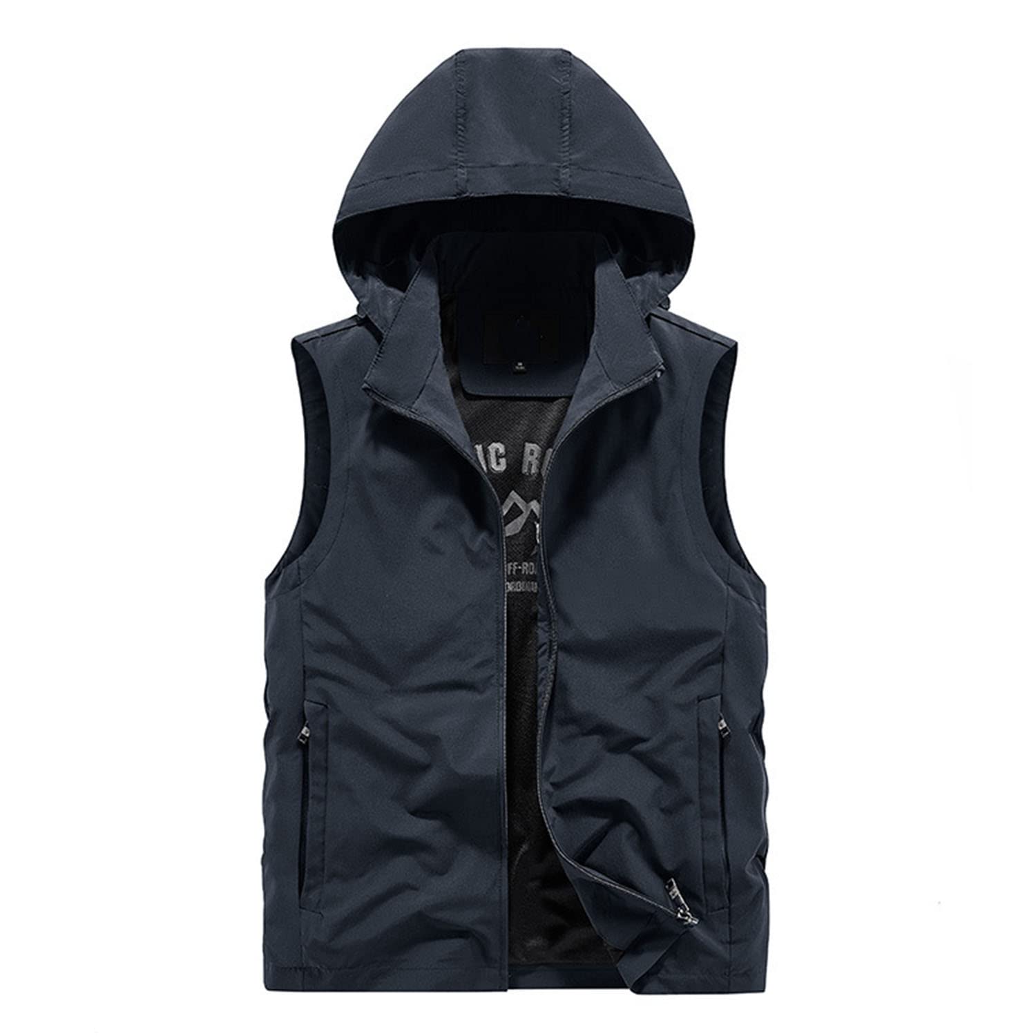 Chaleco De Hombre Sin Mangas con Capucha Chaqueta Casual Multi-Bolsillo Práctico Chaleco Fotografía Al Aire Libre Viajes Pesca Chaleco
