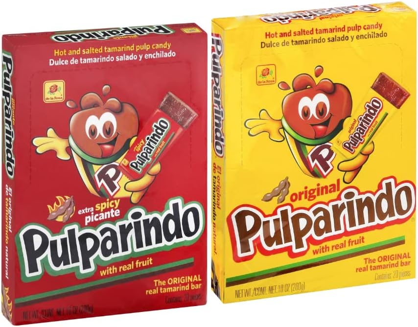 Pulparindo Original and Extra Hot Bundle (2 Pack of 20 Each)