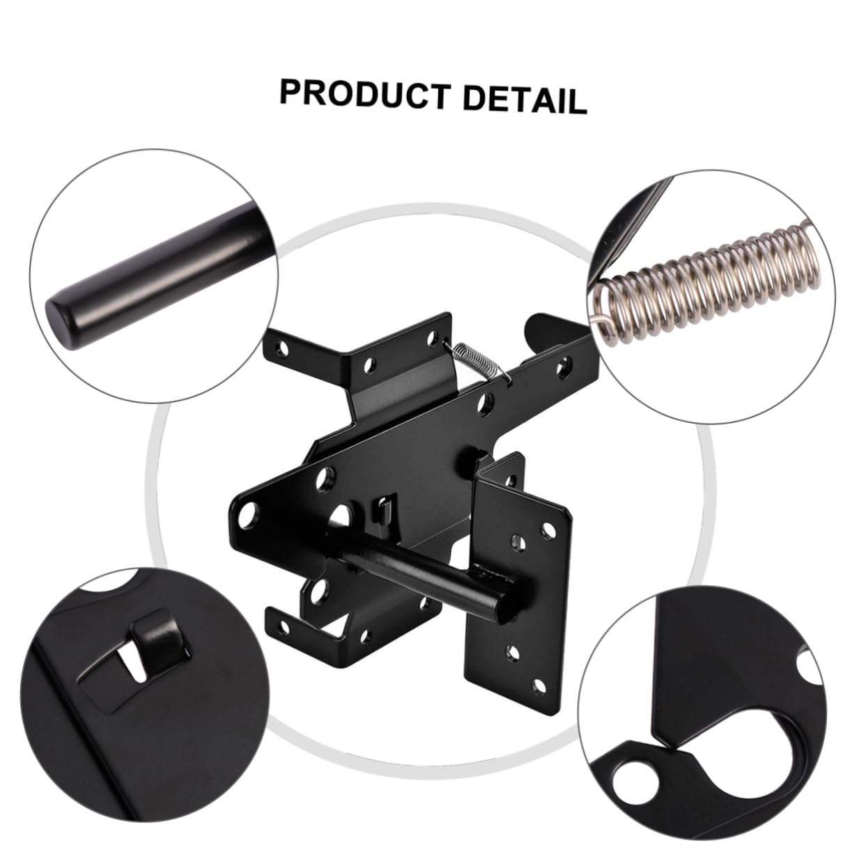 Loquet de Portail Autobloquant en Fer Noir, Verrouillage Automatique