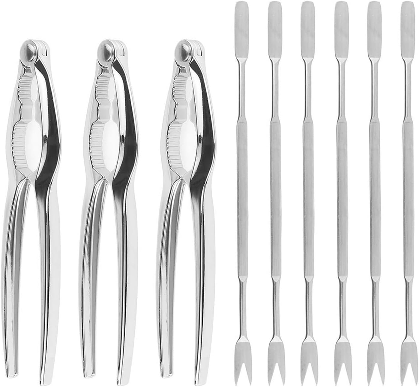 Seafood Tools Seafood Tool Sets with Crab Claw Crackers and Lobster Forks Stainless Steel Crab Peel Shrimp Tool Lobster Clamp Pliers (9 Pieces) Lobster Tools