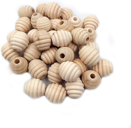 Miniatura 6 de 30 piezas de 0.787 in de madera sin terminar roscado espaciador de madera suelta panal redondo cuentas de colmena cuentas de colmena accesorios de