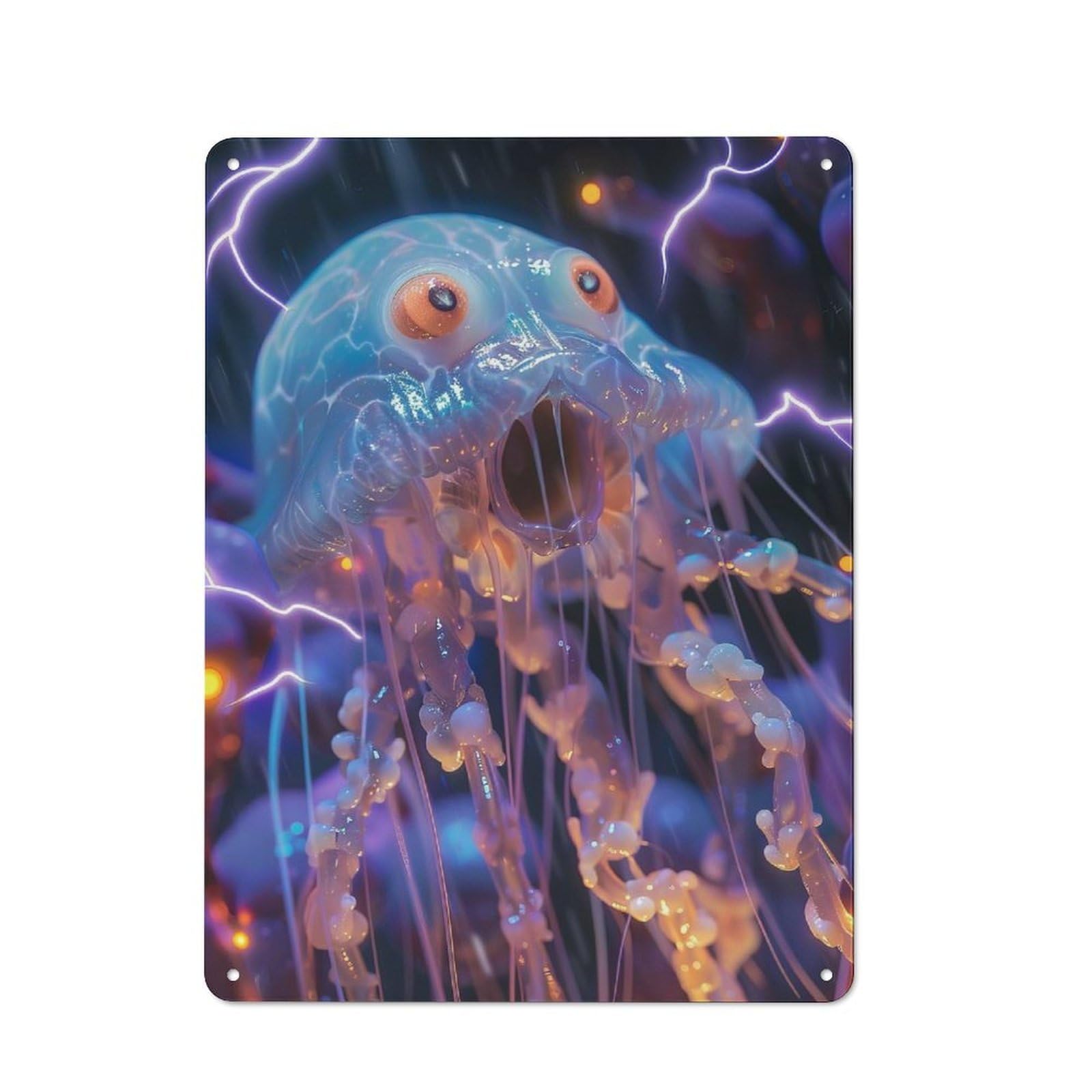 40x30cm Vintage Metal Sign with Jellyfish Lightning for Café Or Restaurant, New Home Wall Decor for Restaurant Decor Fans