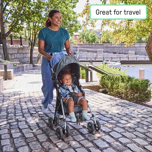 Ingenuity3D Mini Convenience Stroller – Lightweight Stroller with Compact Fold, Multi-Position Recline, Canopy with Pop Out Sun Visor – Umbrella Stroller for Travel and More, Slate Grey - Image 3