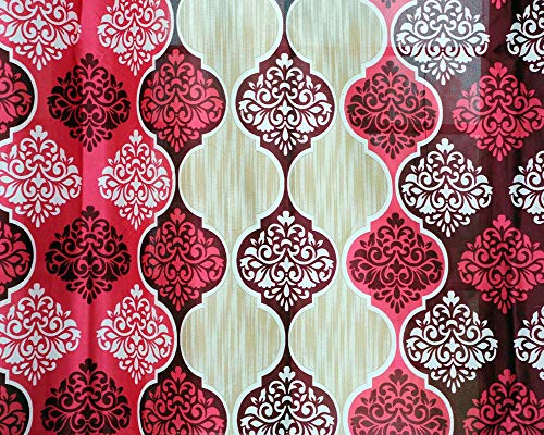 Image of Exporthub 2 Pieces Fancy Design Maroon Floral Polyester Eyelet Window Curtains - Length 5 Feet, (EHSPR715 54)