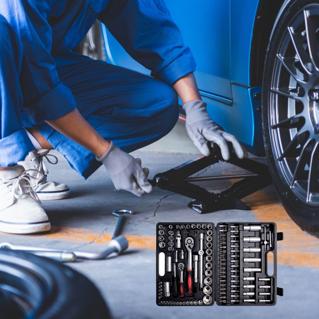 Valigetta Portatile GeDi GeDi - Set Chiavi A Bussola 108 Pezzi Con Cricchetto 1/4" E 1/2 Kit Attrezzi Meccanico