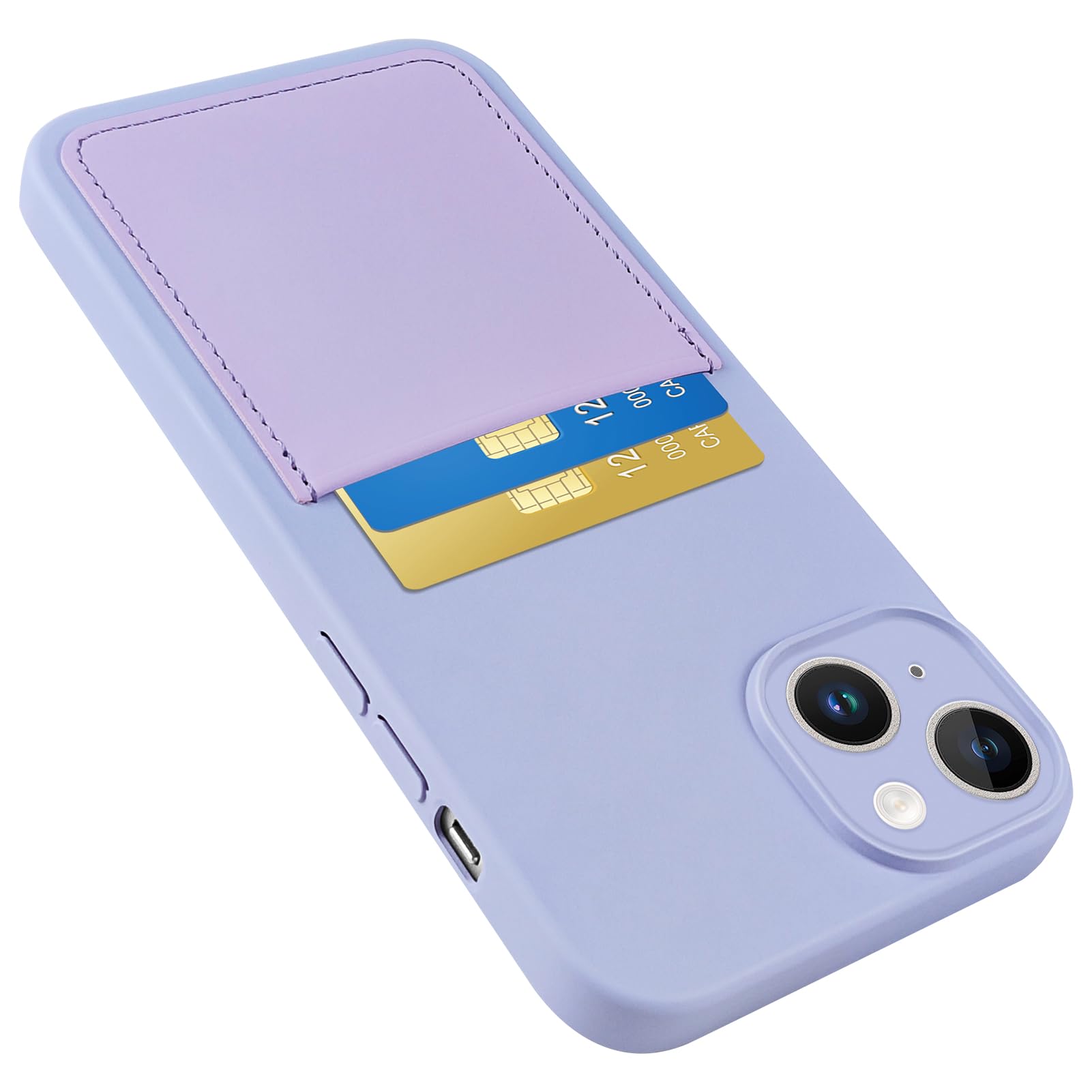 Karrint Designed for iPhone 15 Plus Case with Card Holder for Women Men Soft Silicone Cover [Microfiber Lining] Full Camera Protection Shockproof Slim