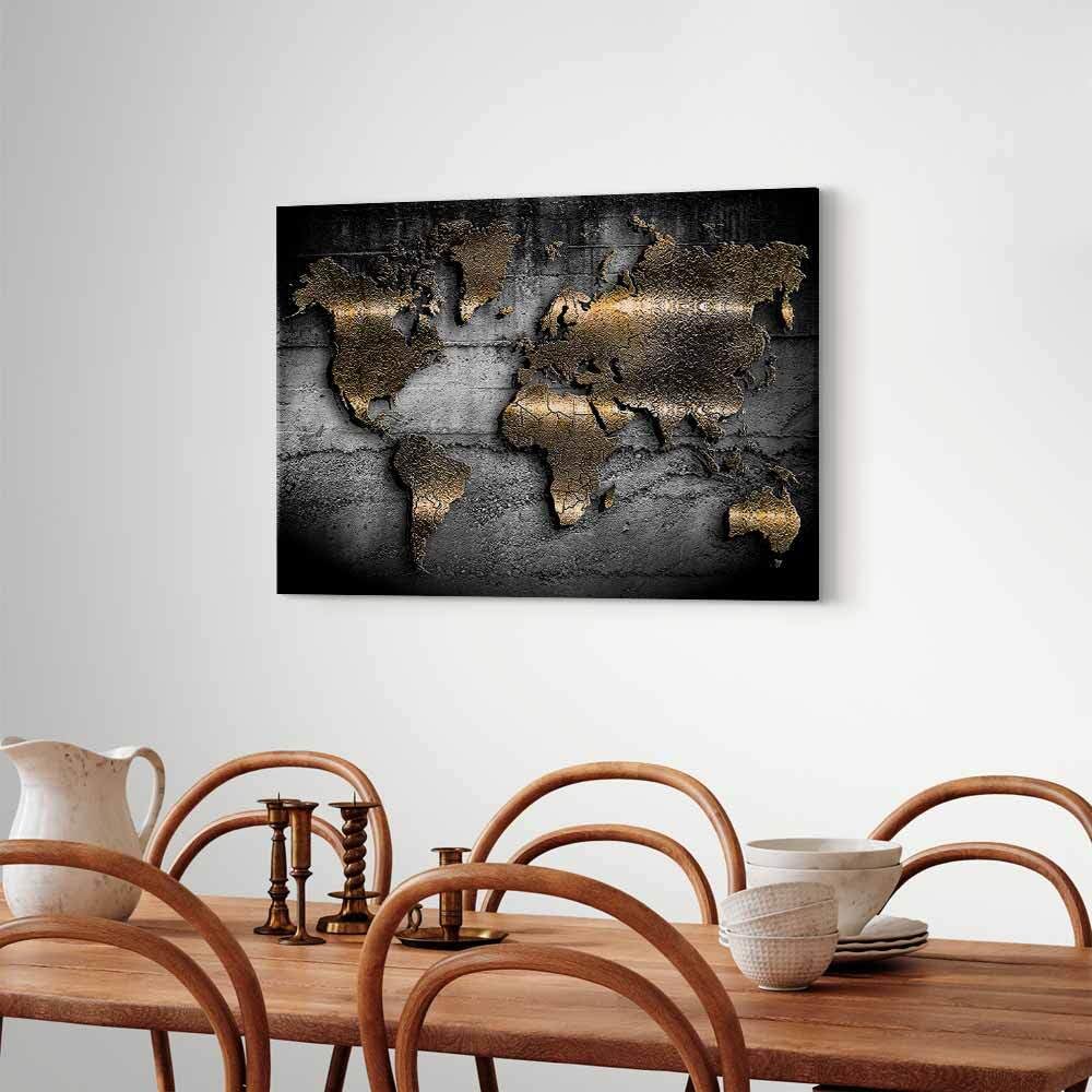 decomonkey Leinwandbild Weltkarte Abstrakt, 120x80 cm, 1-teilig, Wohnzimmer