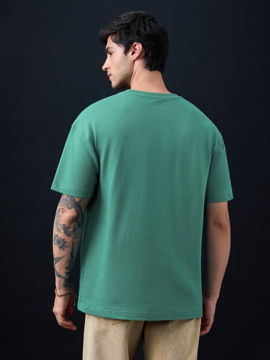 The Souled Store Steven Rhodes: Don't Talk to Strangers - Maglietta a maniche corte da uomo e ragazzo, girocollo, stampa grafica verde, spalle cadute, in cotone