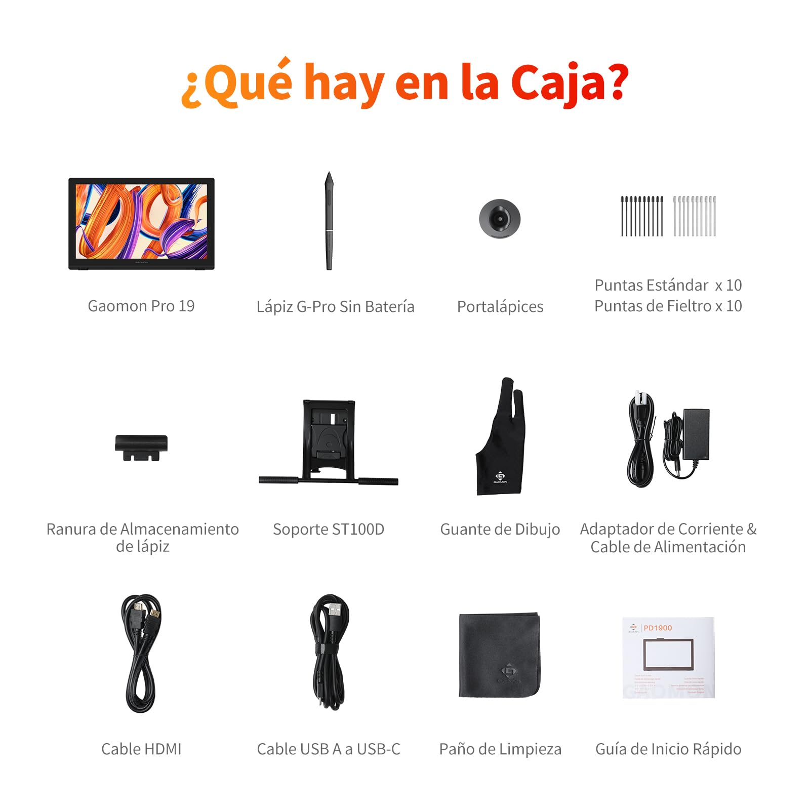 GAOMON Pro 19 Tableta Gráfica con Pantalla 18.4" 4K UHD, Lápiz G-Pro 16384 Niveles De Presión E Inclinación, Pantalla Laminada, Color Profesional, Compatible Windows/Mac
