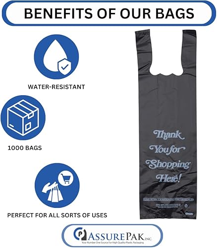 Miniatura 7 de Bolsa de plástico - 'Thank You' Impresión blanca 1 botella Licor Negro Camiseta Bolsa 6"x 4"x 20" 25 mic - 1000 bolsascaja