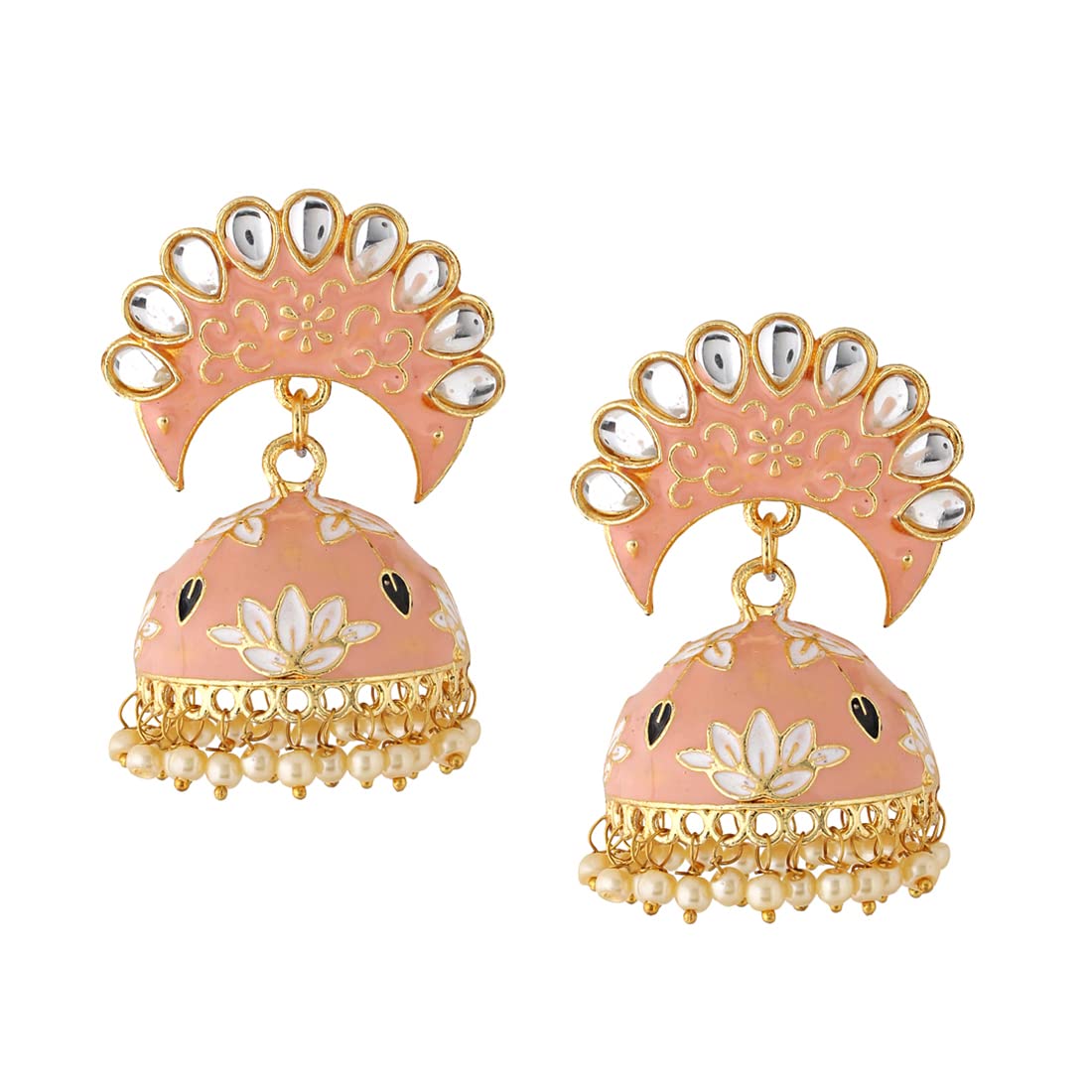Yellow Chimes Earrings For Women Peach Color Pearl and Stone Studded Meenakari Jhumka Earrings For Women and Girls (B0B8ZY977F) Amazon Price History, Amazon Price Tracker