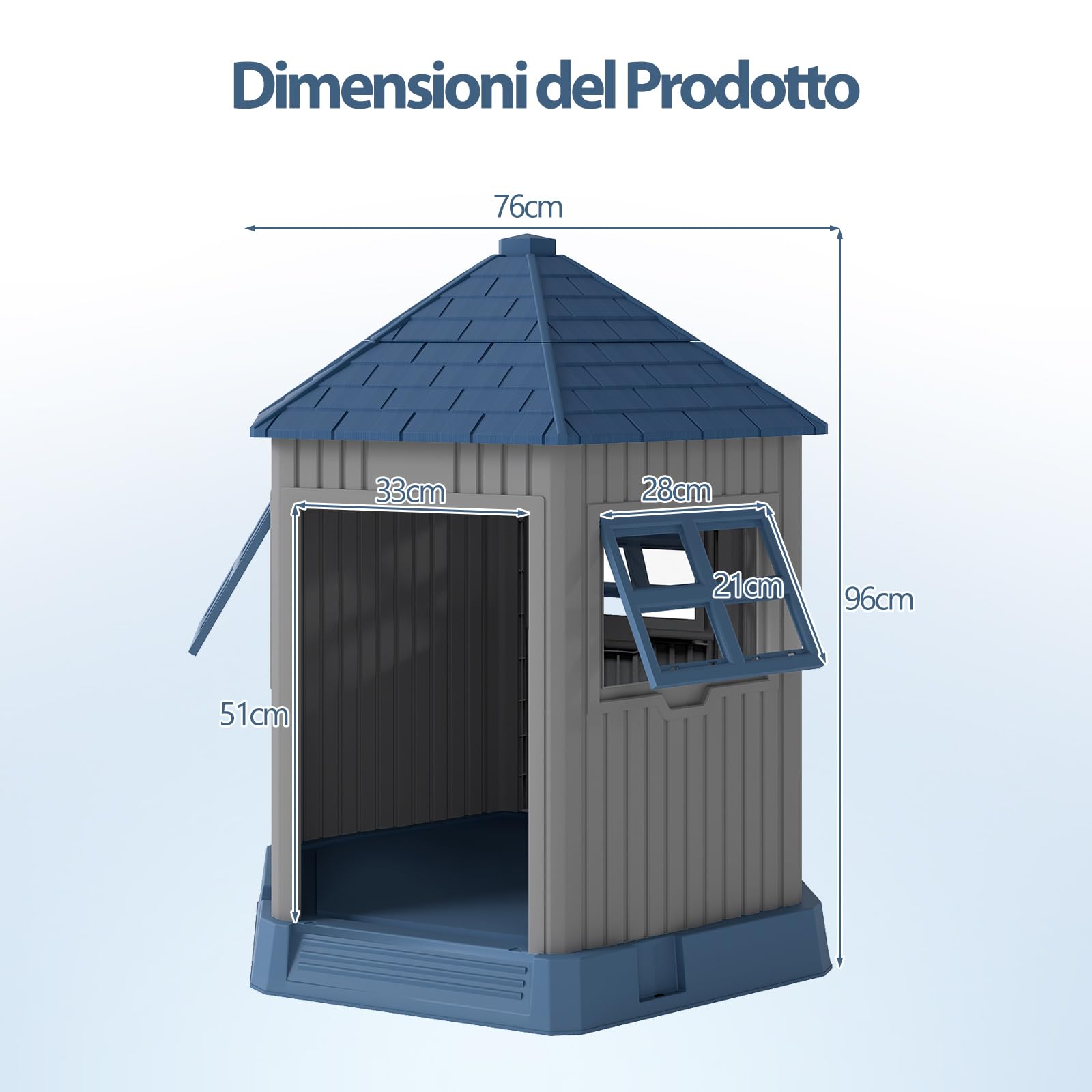 COSTWAY Cuccia per Cani da Interno ed Esterno, Casetta a Forma di Fienile con 2 Finestre e Lucernario, Tetto Inclinato e Grande Ingresso, Cuccia per Piccoli e Medi Cani