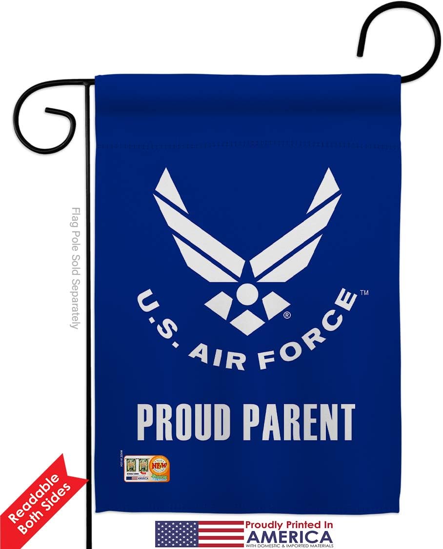 Proud Air Force Parent Garden Flag - 2pcs Pack Armed Forces USAF United State American Military Veteran Retire Official - House Decoration Banner Yard Gift Double-Sided Made in USA