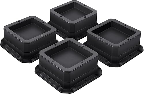 Miniatura 8 de ANNKUT Elevadores de muebles de 2 pulgadas, elevadores de escritorio resistentes para silla y mesa, elevadores de cama (juego de 4 elevadores, negro)