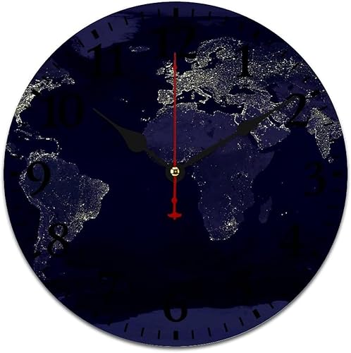 Reloj de pared de madera con mapa del viejo mundo vintage, mapas náuticos del mundo, arte de madera, decorativo, cuarzo, analógico, silencioso,