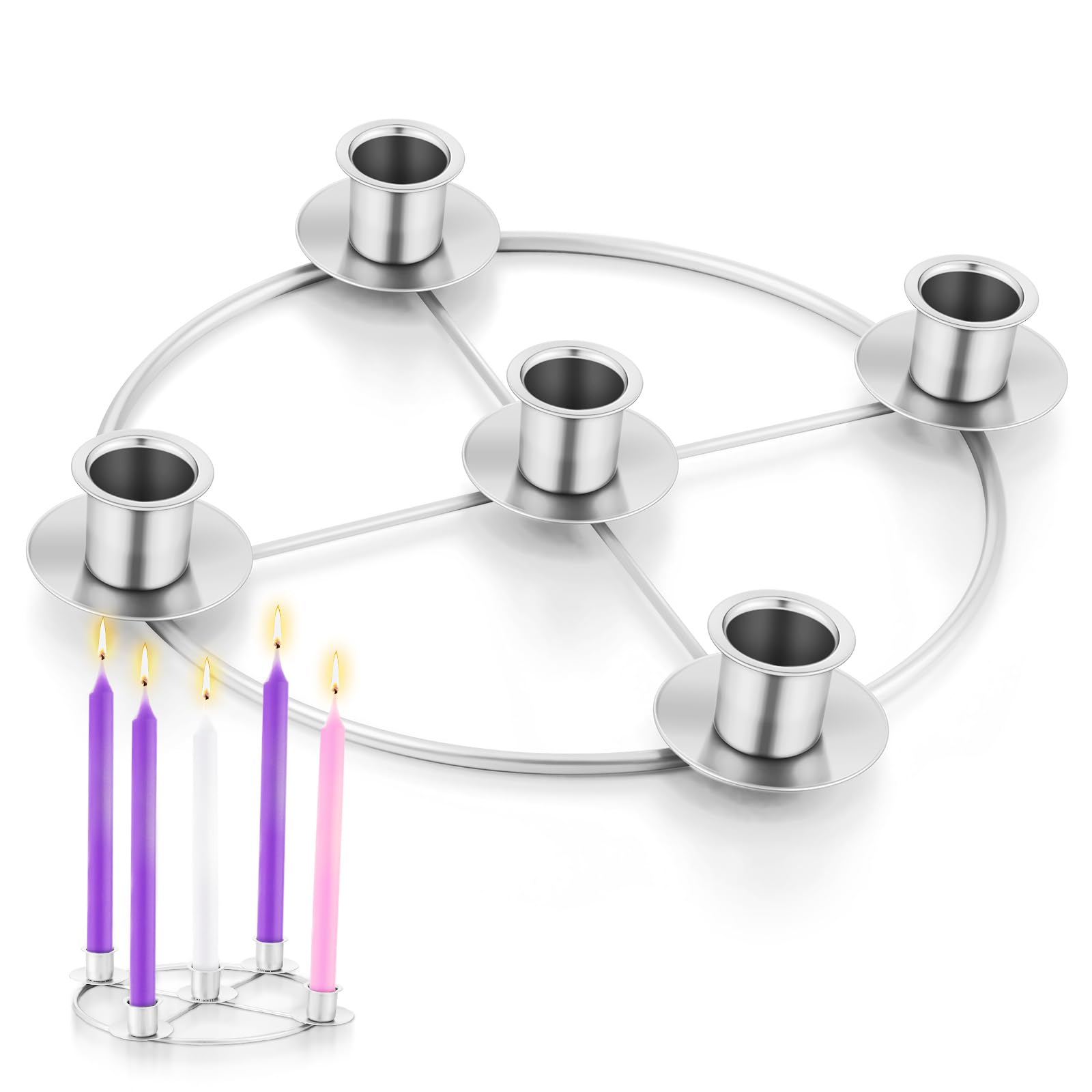 Newtay 1 Pack Christmas Advent Wreath Candle Holder 5 - candleholders | Mubboo