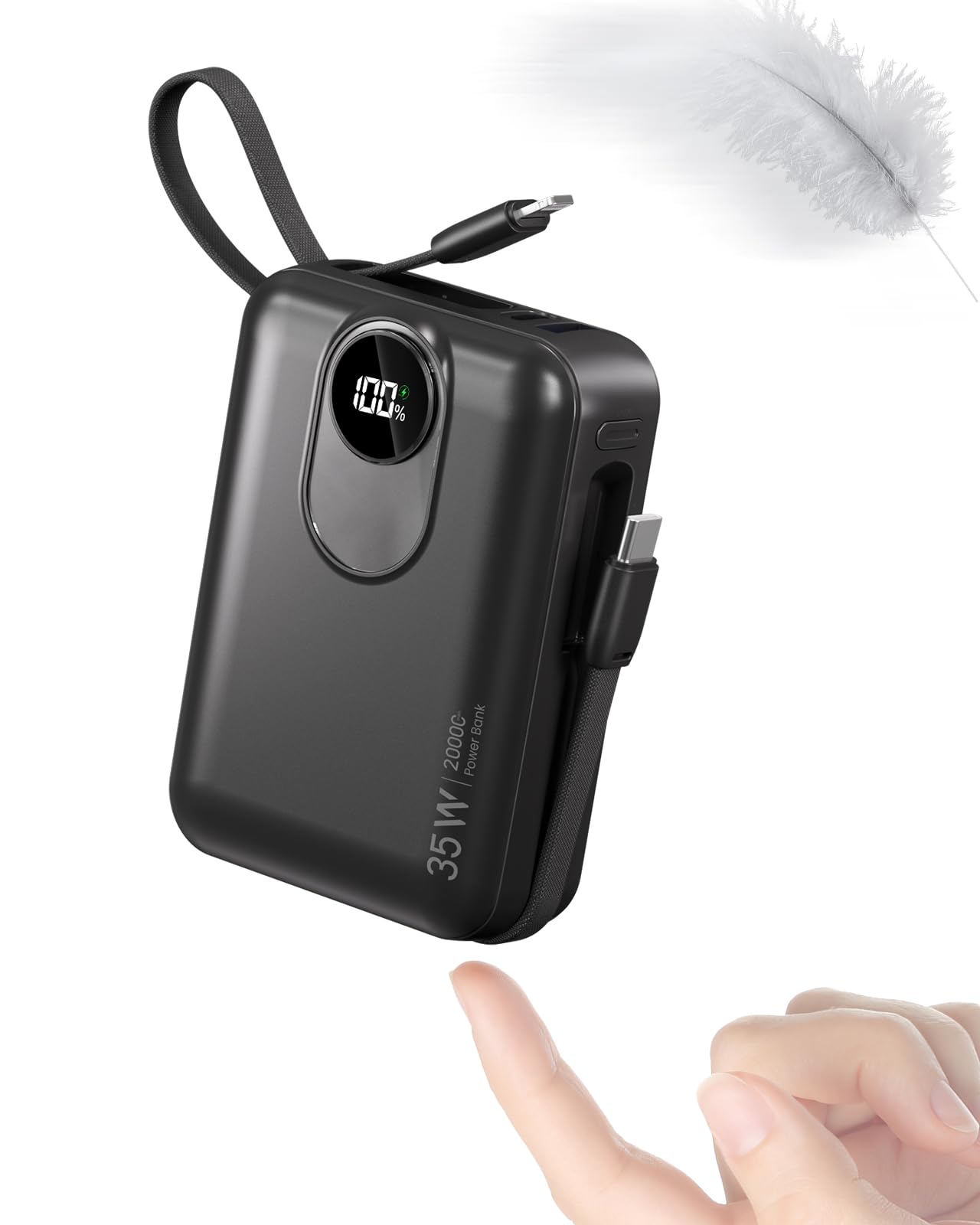 Power Bank da 45W e 20000mAh, 2 porte e cavo integrato: ricarica super