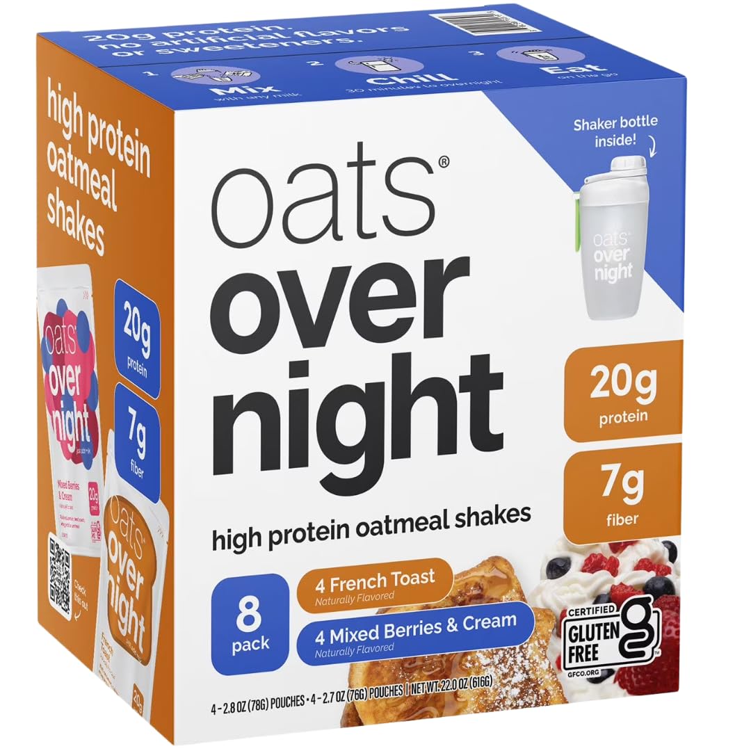 Oats Overnight Avena Proteica Variety Pack 8 Unid + Botella Shaker