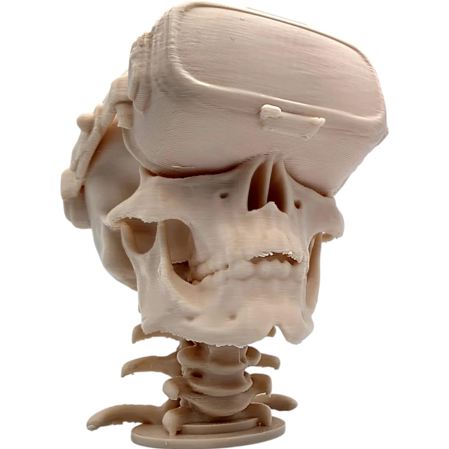 VR Skull Sculpture – Virtual Reality Headset Skull Art for Tech Decor, Gamer Room, Futurist or Cyberpunk Display – 3D Printed in Canada