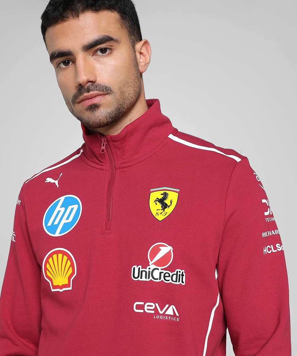 PUMA Scuderia Ferrari F1 Maglione 1/2 Zip Team 2025 Rosso