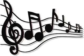 Yulejo Black Music Notes Wall Decor Musical Art Decoration Vintage Treble Clef Wall Hanging Sign for Home Studio Living Ro...
