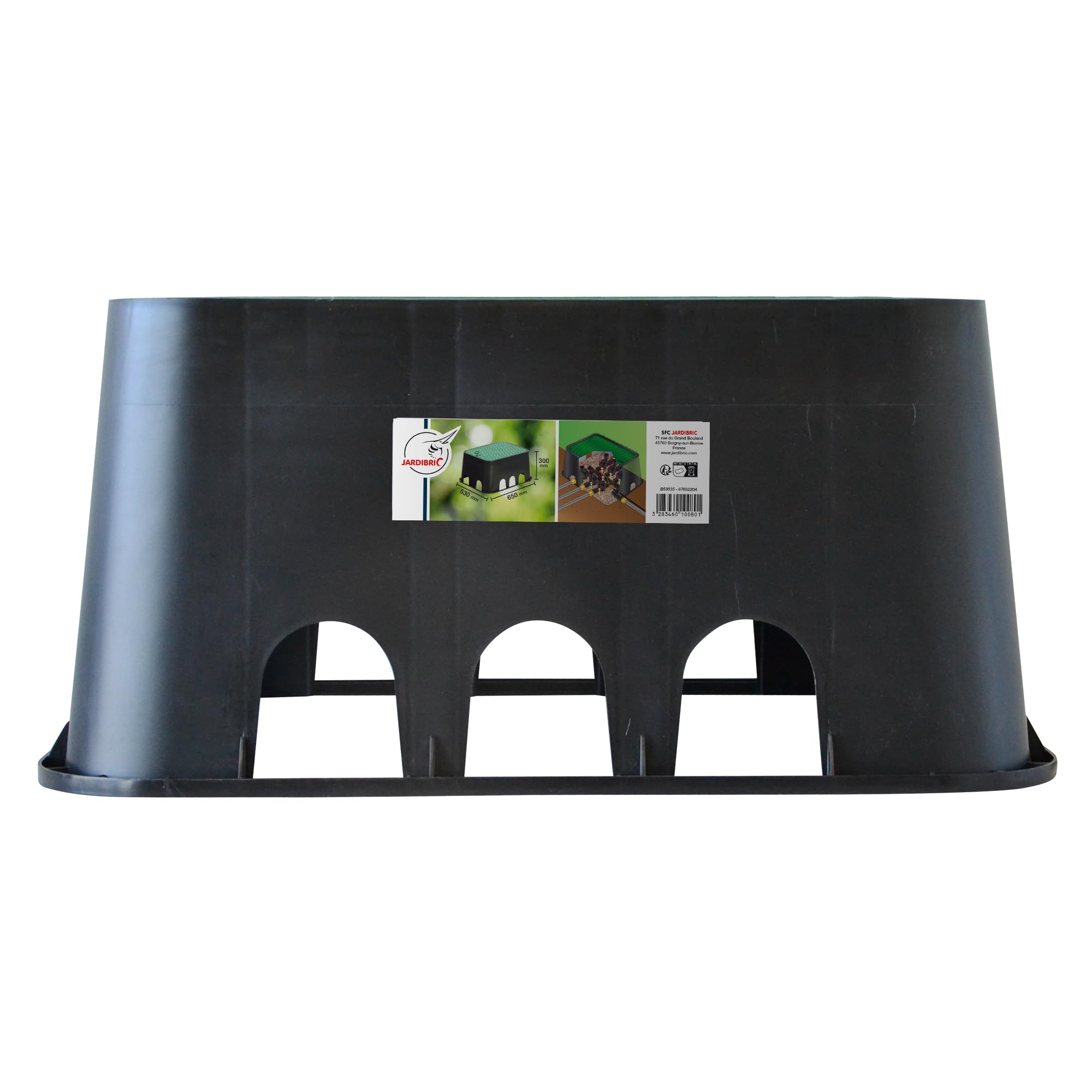 Jardibric - Regard Irrigation Rectangulaire 650 x 530 x 300 mm - Compatible 1 à 6 Vannes - Jumbo Extérieur