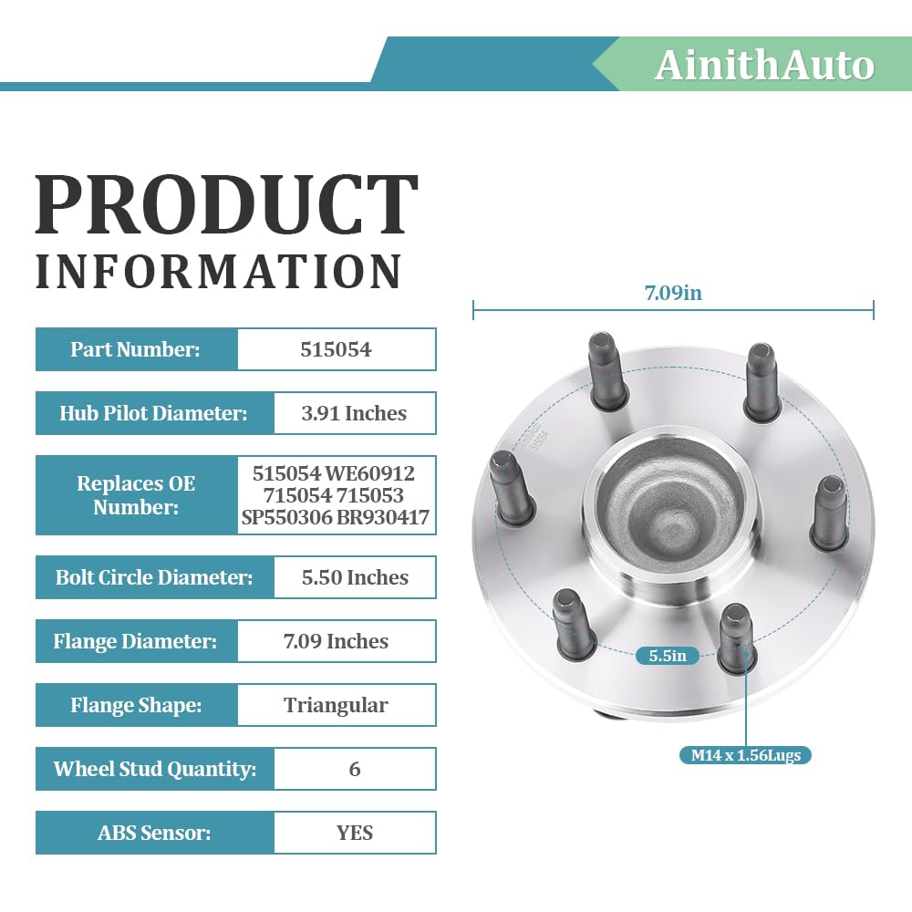 2x Front Wheel Hub & Bearing Assembly For Chevy GMC Silverado Sierra 2WD (Part# 515054)
