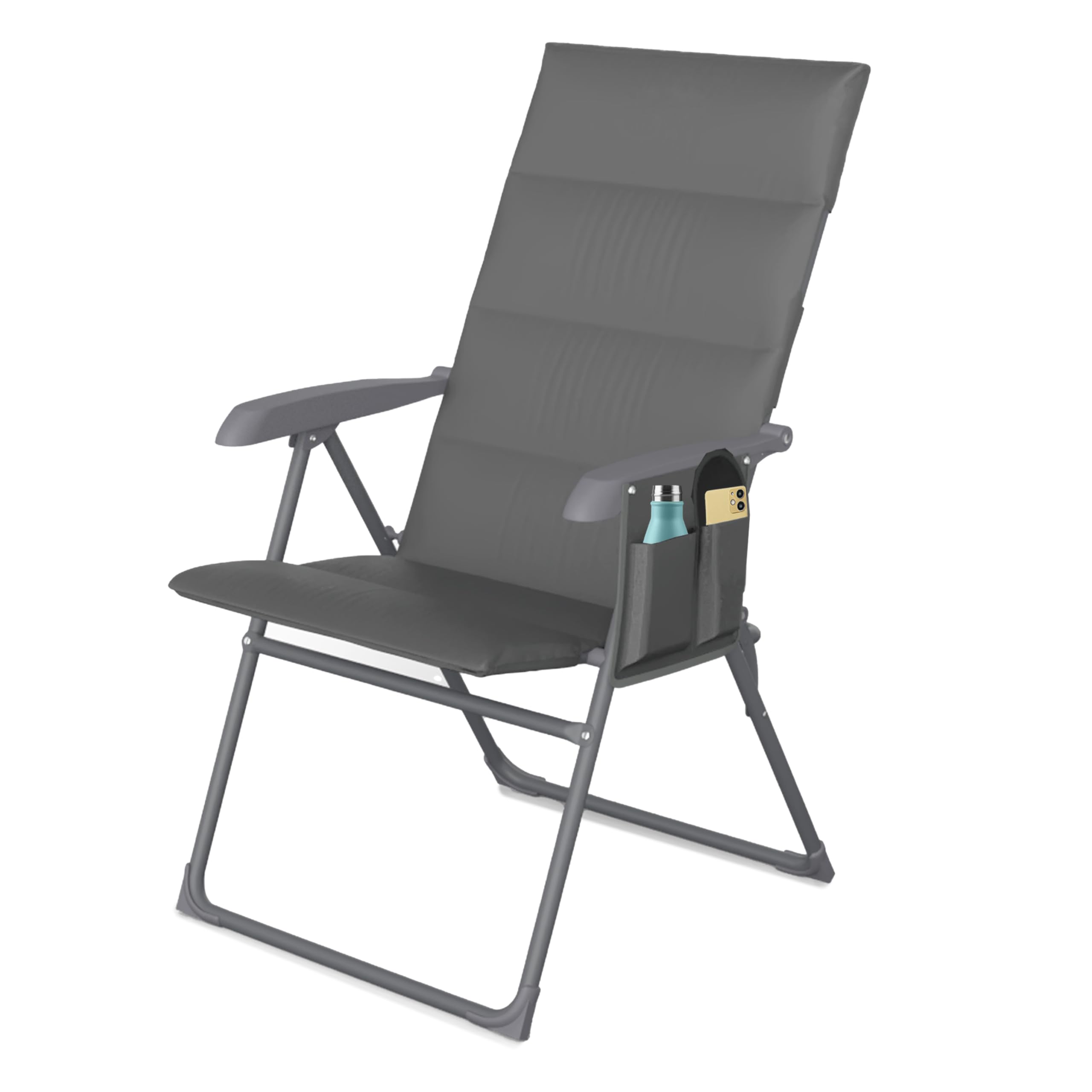 EPISENT Reclining Garden Chair Folding Sun Lounger 6 Position Grey Chair — image 1