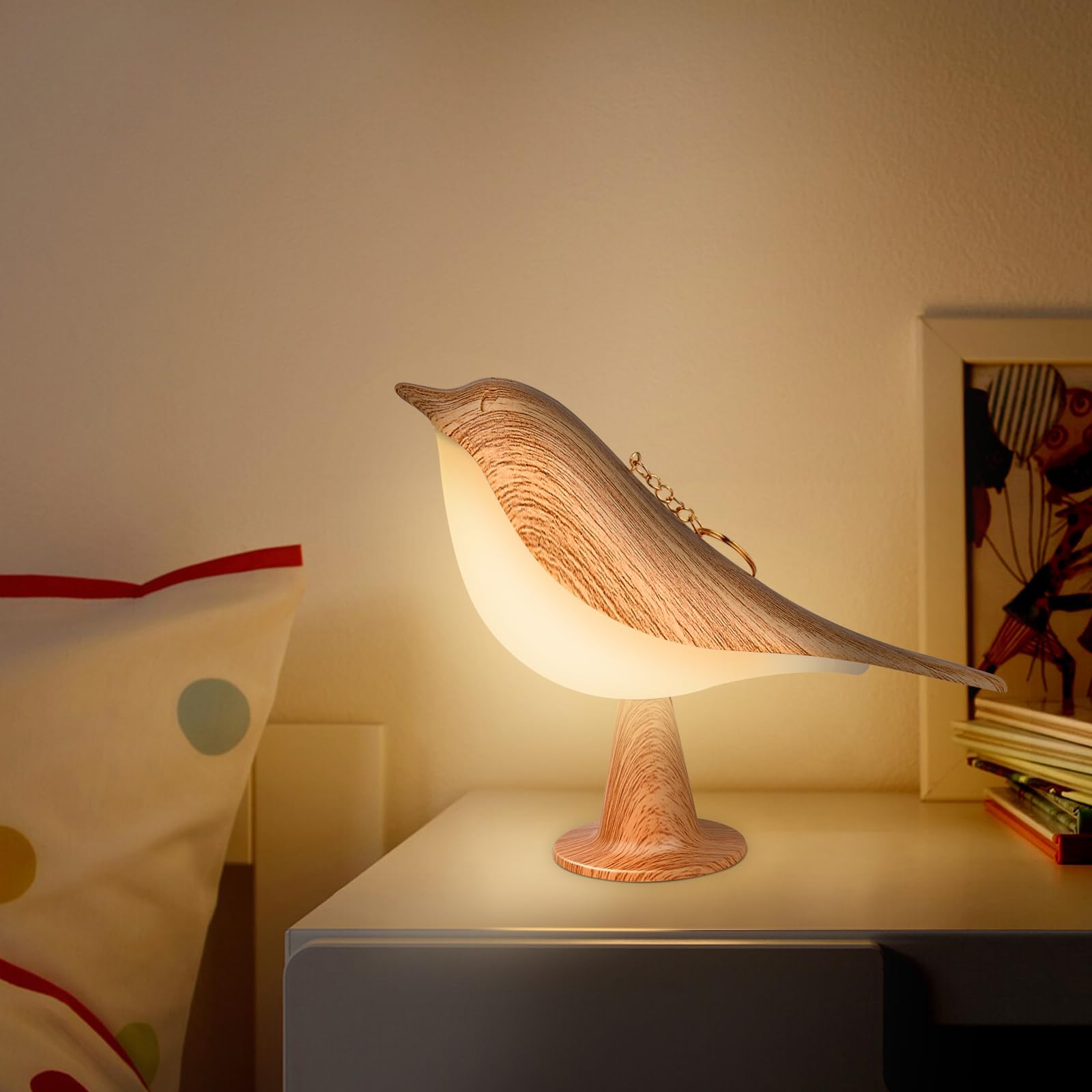 Bird-Shaped Wireless Dimmable Night Light and Desk Lamp, USB Rechargeable, Three Lighting Modes, Touch-Sensitive Dimming, with Bedroom Aromatherapy Function