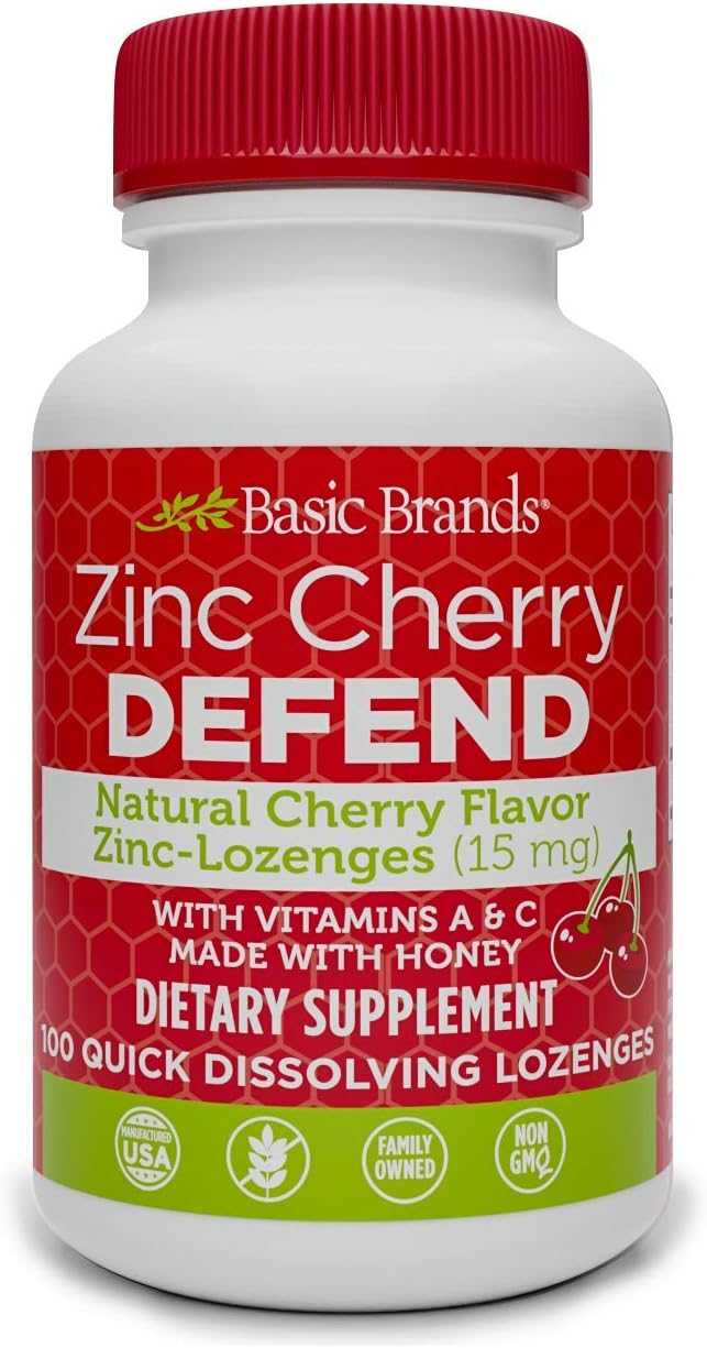 Basic Brands Zinc Lozenges, 100 Count, Cherry Health