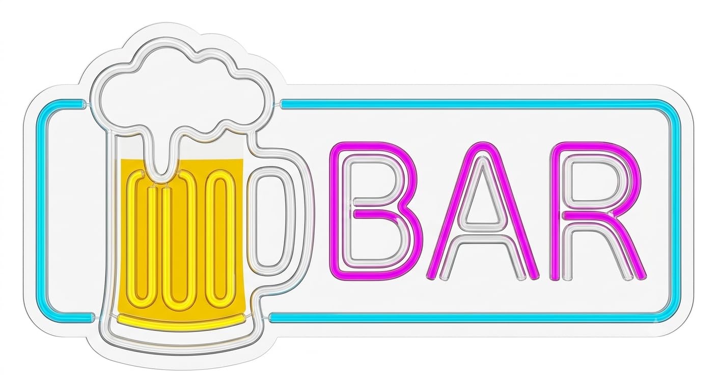 Letrero de Neón doble jarra cerveza Cartel Luminoso Decorativo APROXIMADAMENTE 50CM ALIMENTADOR 12 V