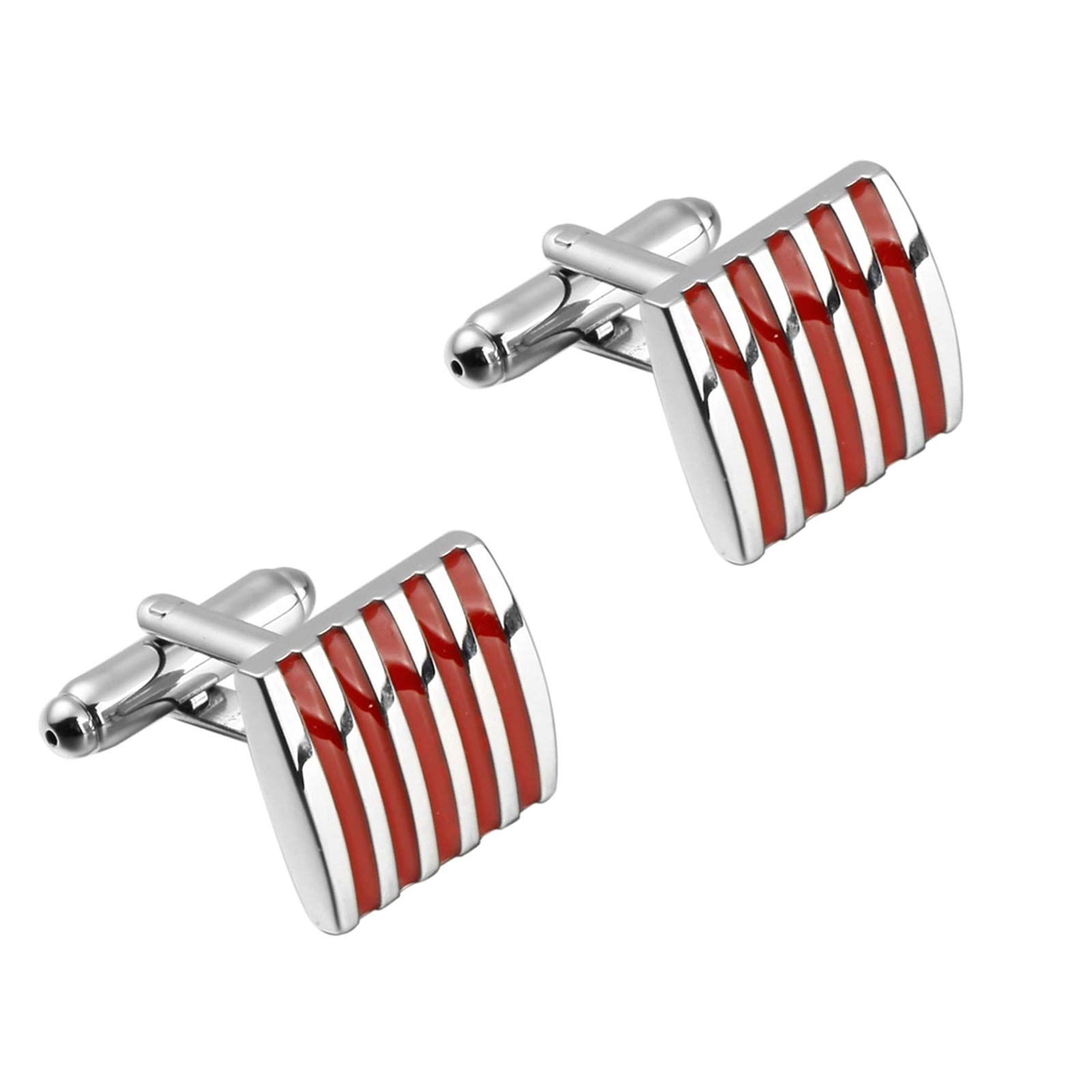 Square Stripes Silver Office Formal Shirt Blazer Cufflink Pair Men Gift Box-image-44