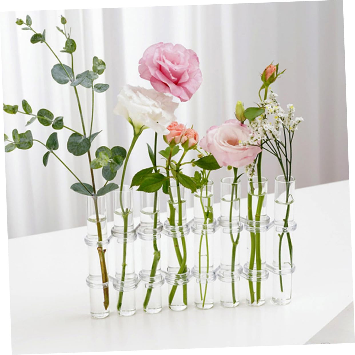 Homoyoyo Set de Vases Verre Transparent pour Hydroponie Test Tubes Propagation Large avec Brosse Pot à Plantes Intérieur pour Décoration Maison et Bureau