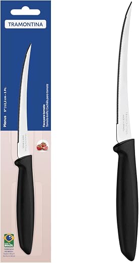 TRAMONTINA Stainess Steel Tomato Knife, 5 inches, Black