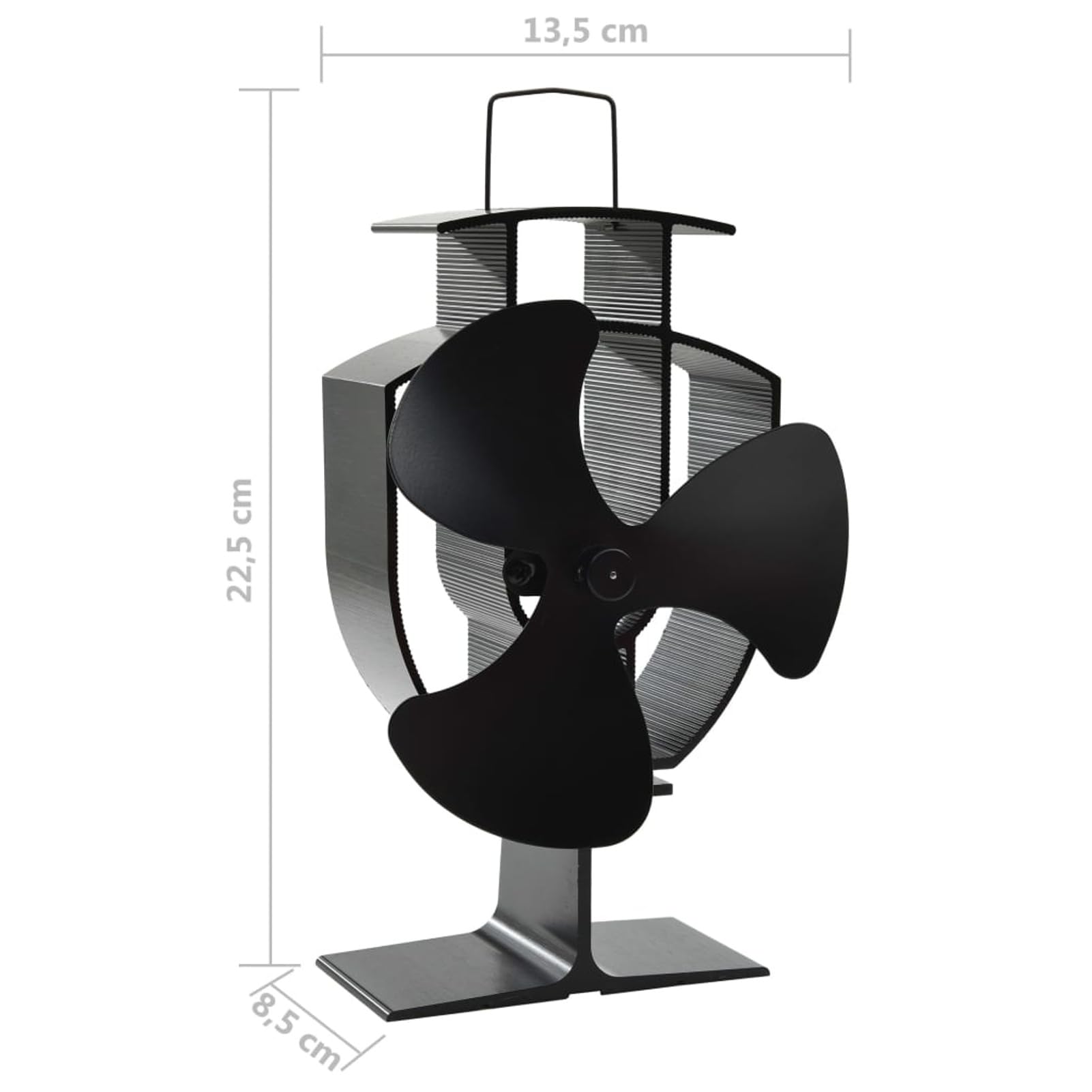 Ventilador para estufa de alimentación por calor 3 cuchillas negro-ventiladores para estufas de leña, ventiladores para hornos, ventiladores para chimeneas no eléctricas, quemadores/estufas