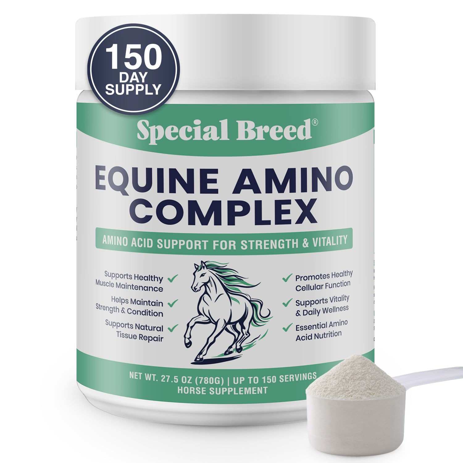 150-Day Supply Horse Amino Acid Supplement - Equine Amino Complex for Muscle, Topline &amp; Recovery Support - Supports Strength, Tissue Repair &amp; Vitality - Daily Horse Supplement Powder