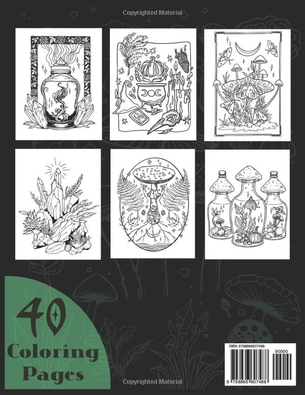 Green Witch Adult Coloring Book: A Witchy Collection of Potions, Magic Crystals, Mushrooms & Herbs. Modern Witchcraft & Wicca for Adults image 3
