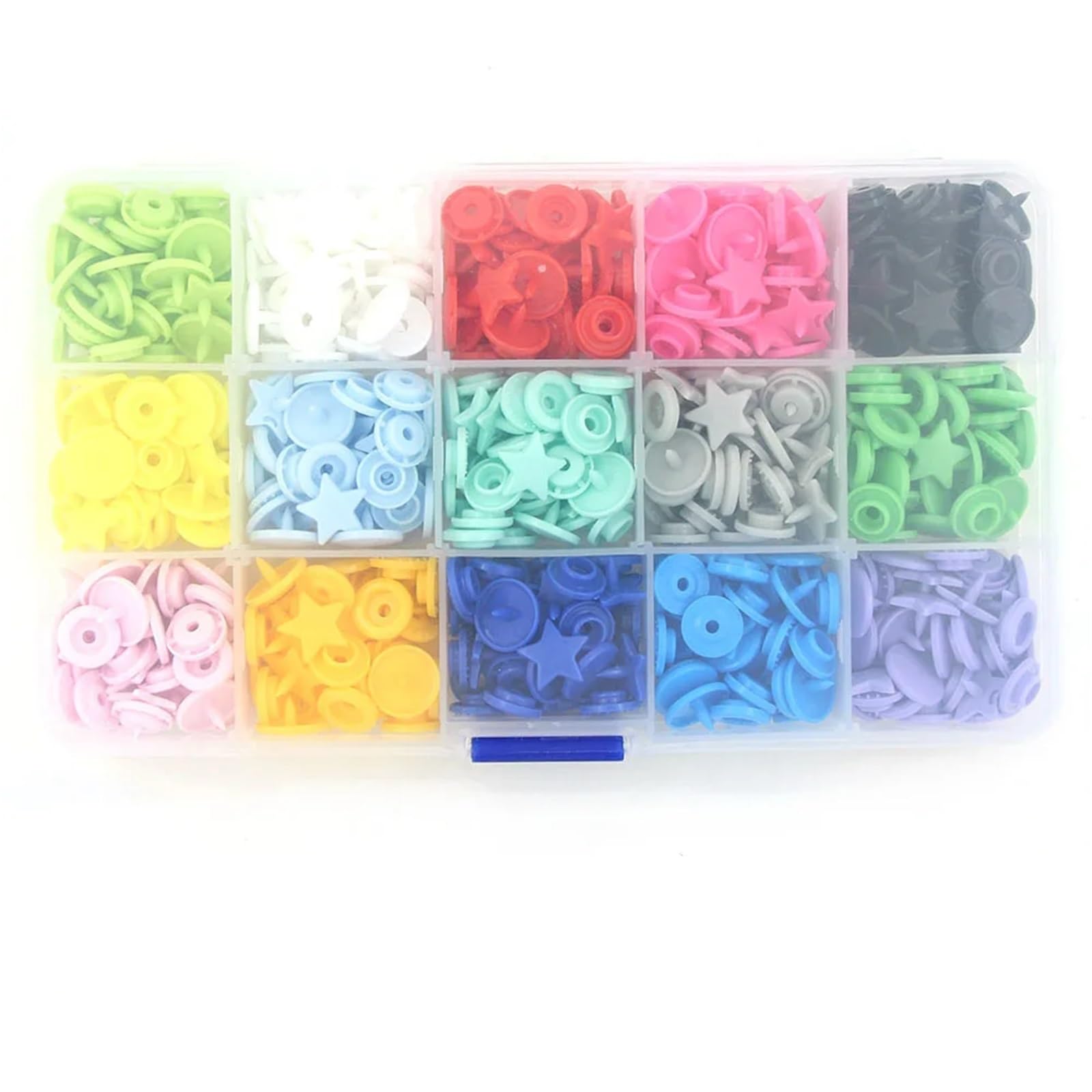 Press Studs Snap 150Sets KAM Snap Button with Snaps Pliers Plastic Buttons for Clothes Bibs Rain Coat Press Stud Fasteners Sewing Crafts(T5 Star Box Tool)