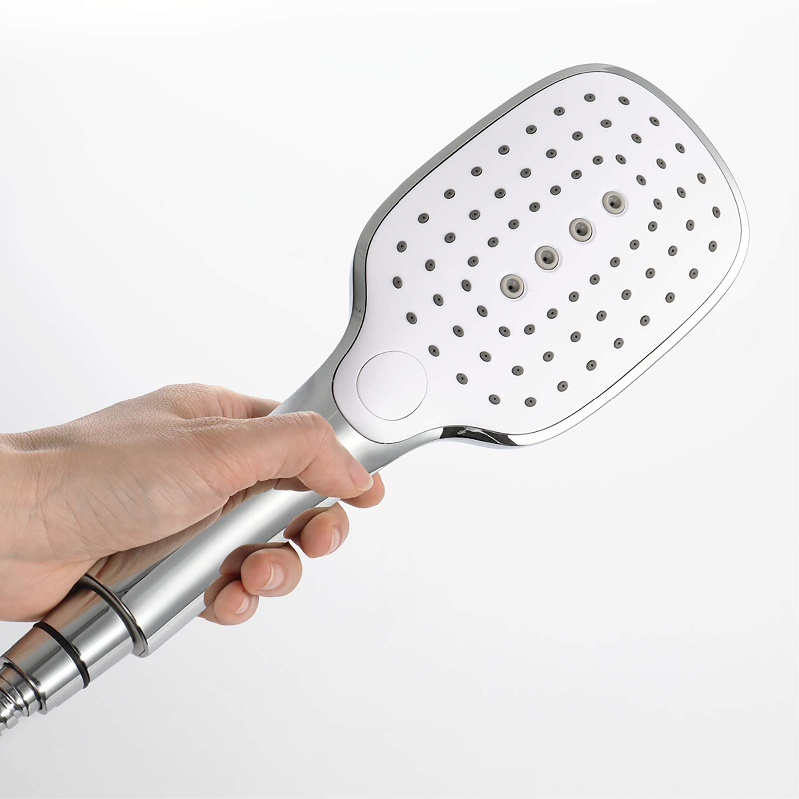 Rociador de Ducha de Mano de Alta Presión Rociador de Ducha de Mano de Cromo de 3 S Rociador de Ducha de Mano de Alto Flujo Universal con Soporte de Ducha de Manguera de 1,5 M