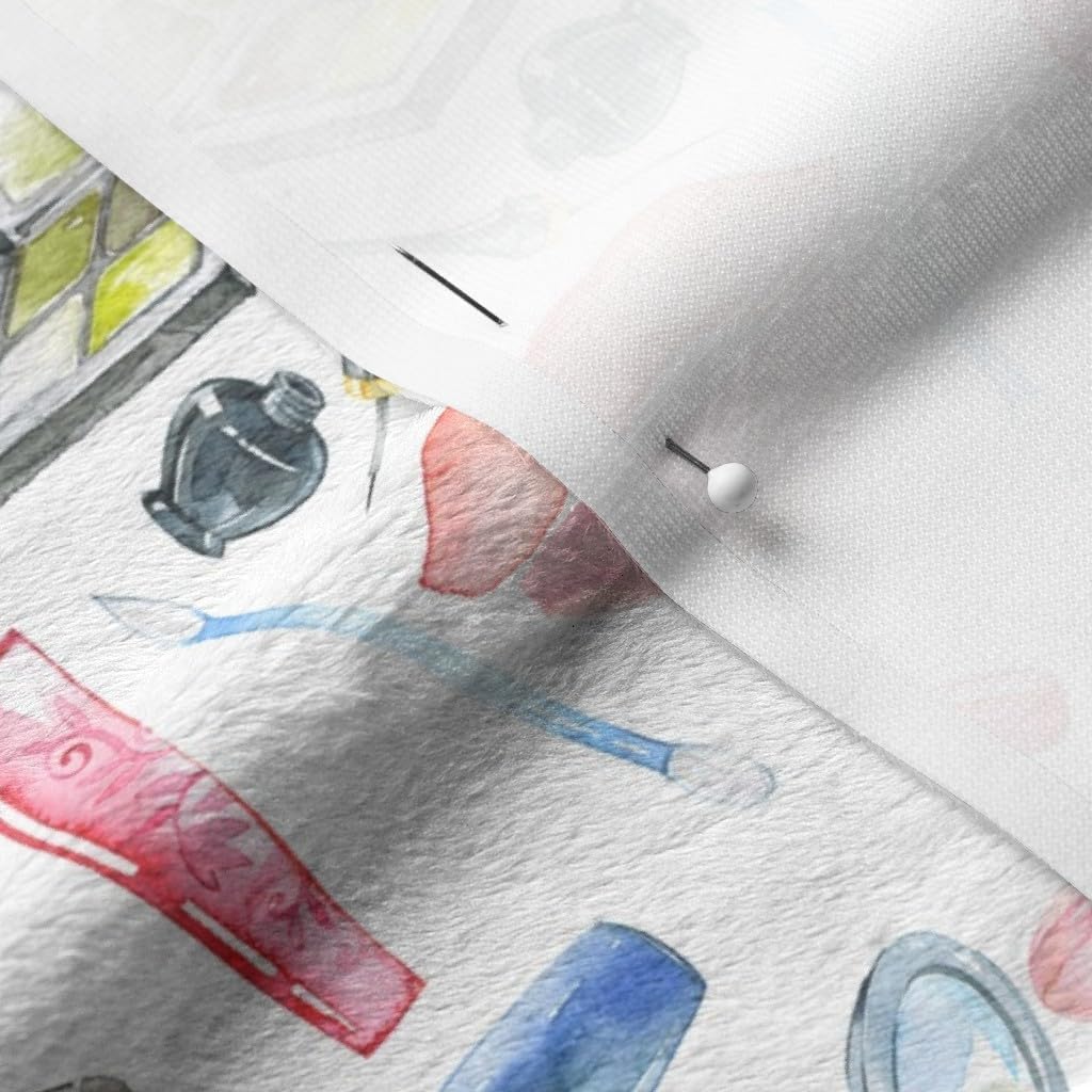 Spoonflower Fabric - Makeup Lipstick Girly Kisses Lips Watercolor Valentines Day Printed on Minky Fabric by The Yard - Sewing Baby Blankets Quilt Backing Plush