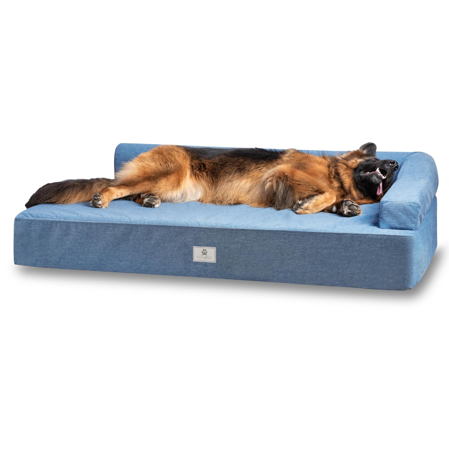 SILVERWOOF Cama de Lujo Hecho a Mano ortopédica para Perros XXL Zen Plus - 100% Impermeable y Lavable - Espuma viscoelástica (18 cm) - Cama para Perros Que calienta y refresca (Azul, X-Large)
