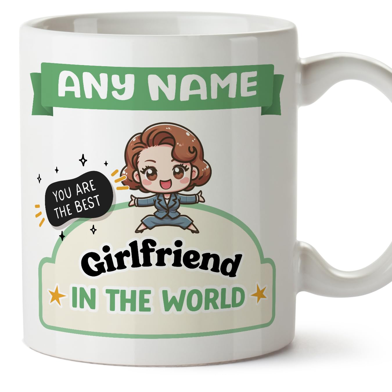 MUGFFINS Girlfriend Mug - in English - Best in The World - Kawaii - Funny Gift - Ceramic 11oz Mug — image 1