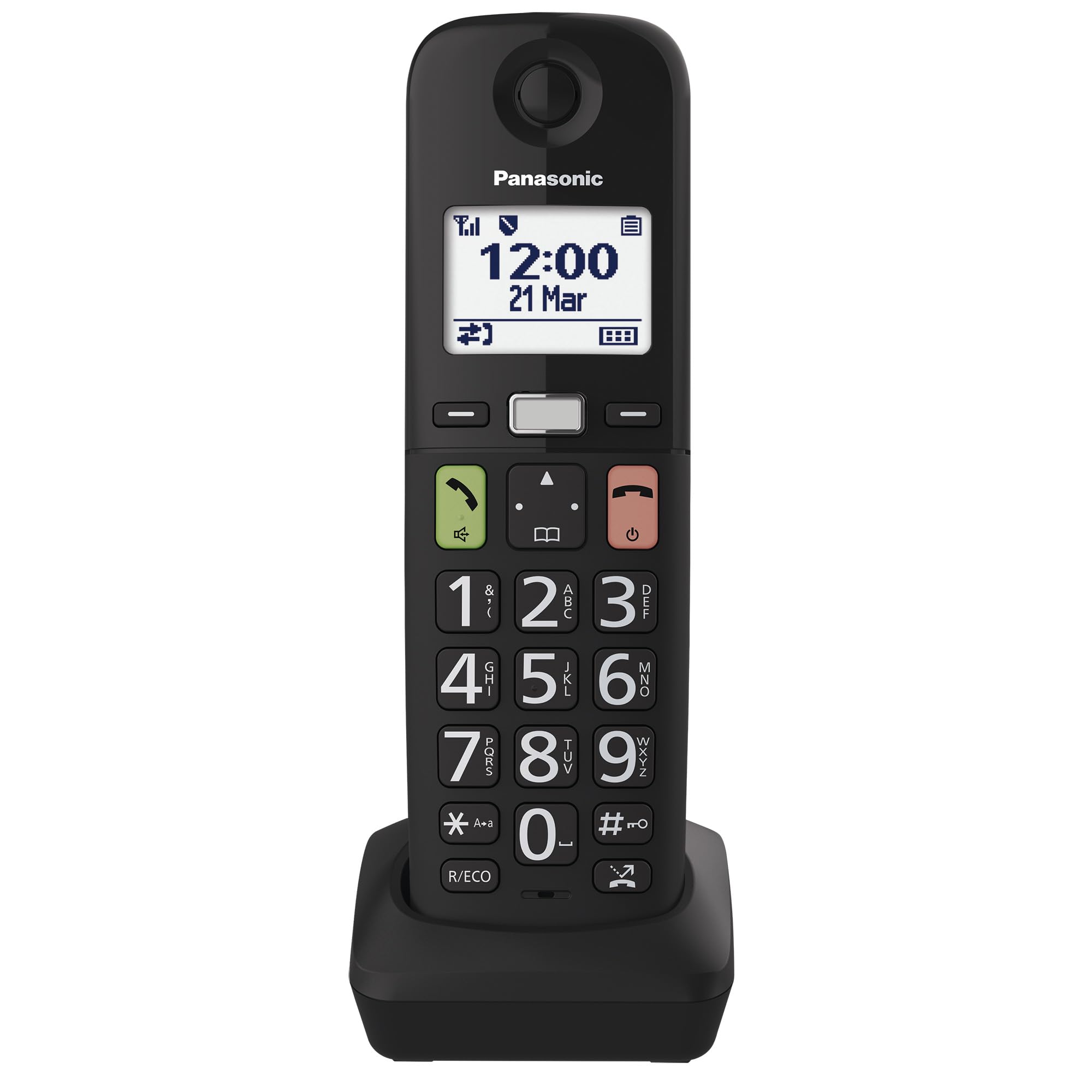 Panasonic KX-TGUA10EXB - Combinado Adicional para teléfonos Digitales inalámbricos KX-TGU130/KX-TGU110, Teclas Grandes, Llamadas favoritas, Compatible con audífonos, Unidad Principal requerida, Negro