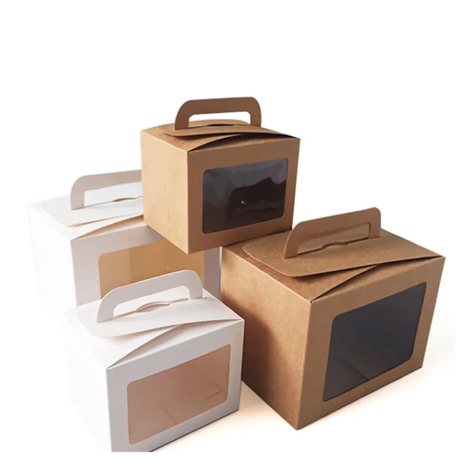 Scatola for Torte Portatile da 10/20 Pezzi con Finestra Trasparente Scatola da Asporto for Alimenti for Pasticceria for Scatola di Caramelle for Feste di Matrimonio(White,20PCS_10X10X14CM)
