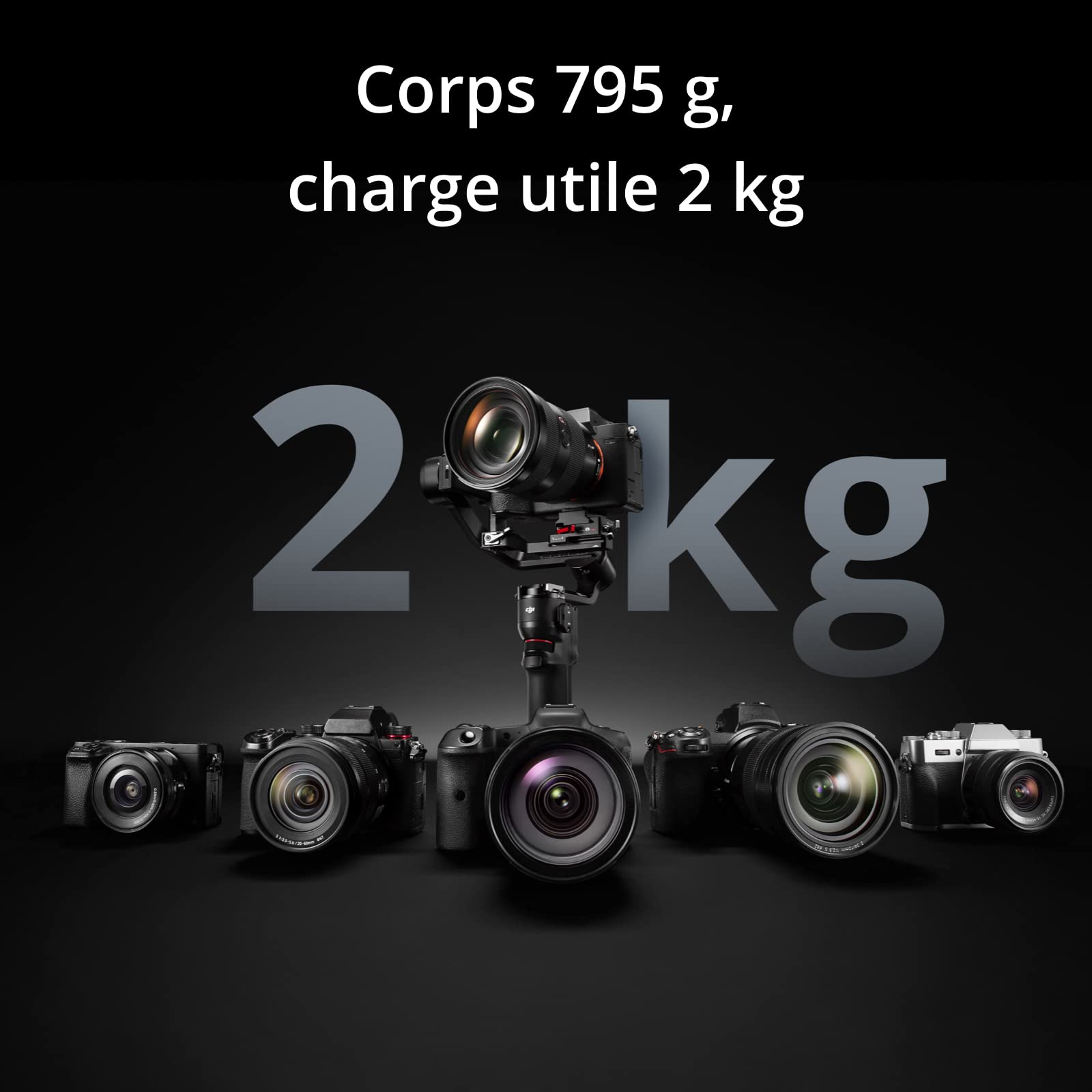 DJI RS 3 Mini, stabilisateur léger à nacelle 3 Axes pour Canon/Sony/Panasonic/Nikon/Fujifilm, Charge utile recommandée de 2 kg, contrôle obturateur par Bluetooth, Prise de Vue Verticale Native
