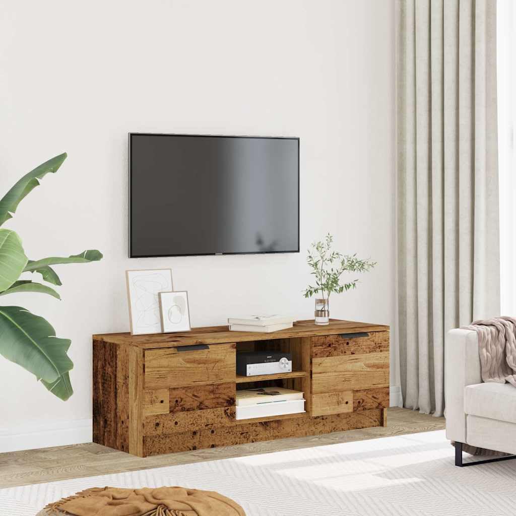 TV-Ständer für Fernseher bis zu 40 Zoll, moderner TV-Schrank, Media-Entertainment-Center mit 2 Türen & Aufbewahrungsregal, TV-Einheit Konsole für Wohnzimmer und Schlafzimmer, alter Stil