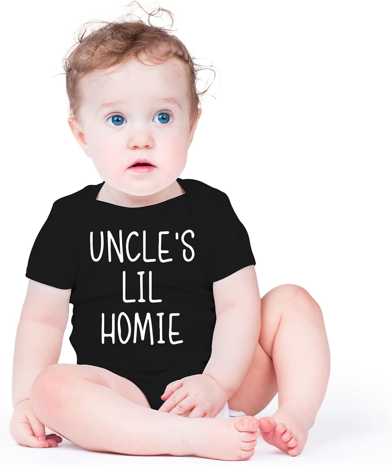 AW Fashions Uncle’s Lil Homie Baby Bodysuit Funny Cute Newborn Romper Adorable Clothing Unisex Girls Boys - Image 2