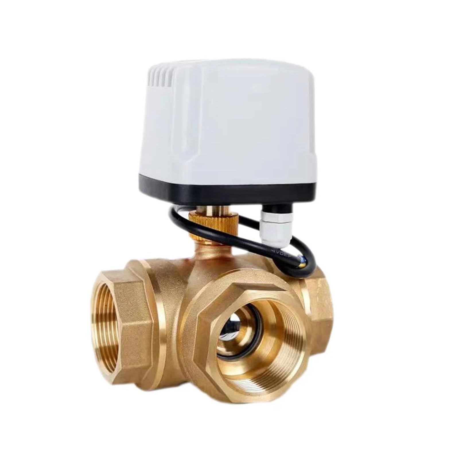Trójdrożny wodoodporny zmotoryzowany zawór kulowy 1/2", 3/4", 1", 2", 2", mosiężny elektryczny zawór kulowy z dwoma przewodami i dwoma elementami sterującymi (typ T_24VDC_CR04)