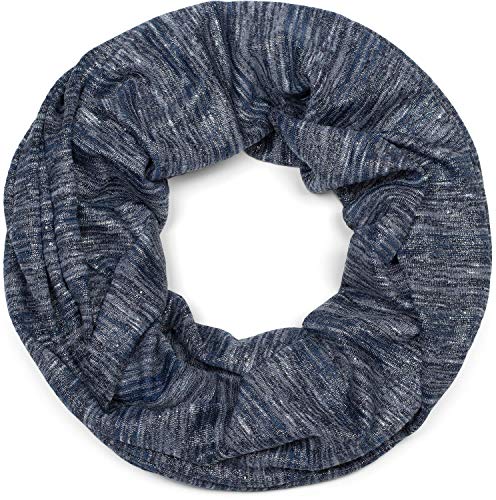 styleBREAKER Loop Schal mit Glitzerfaden und kleinen Pailletten, Schlauchschal, Tuch, Damen 01017078, Farbe:Dunkelblau meliert