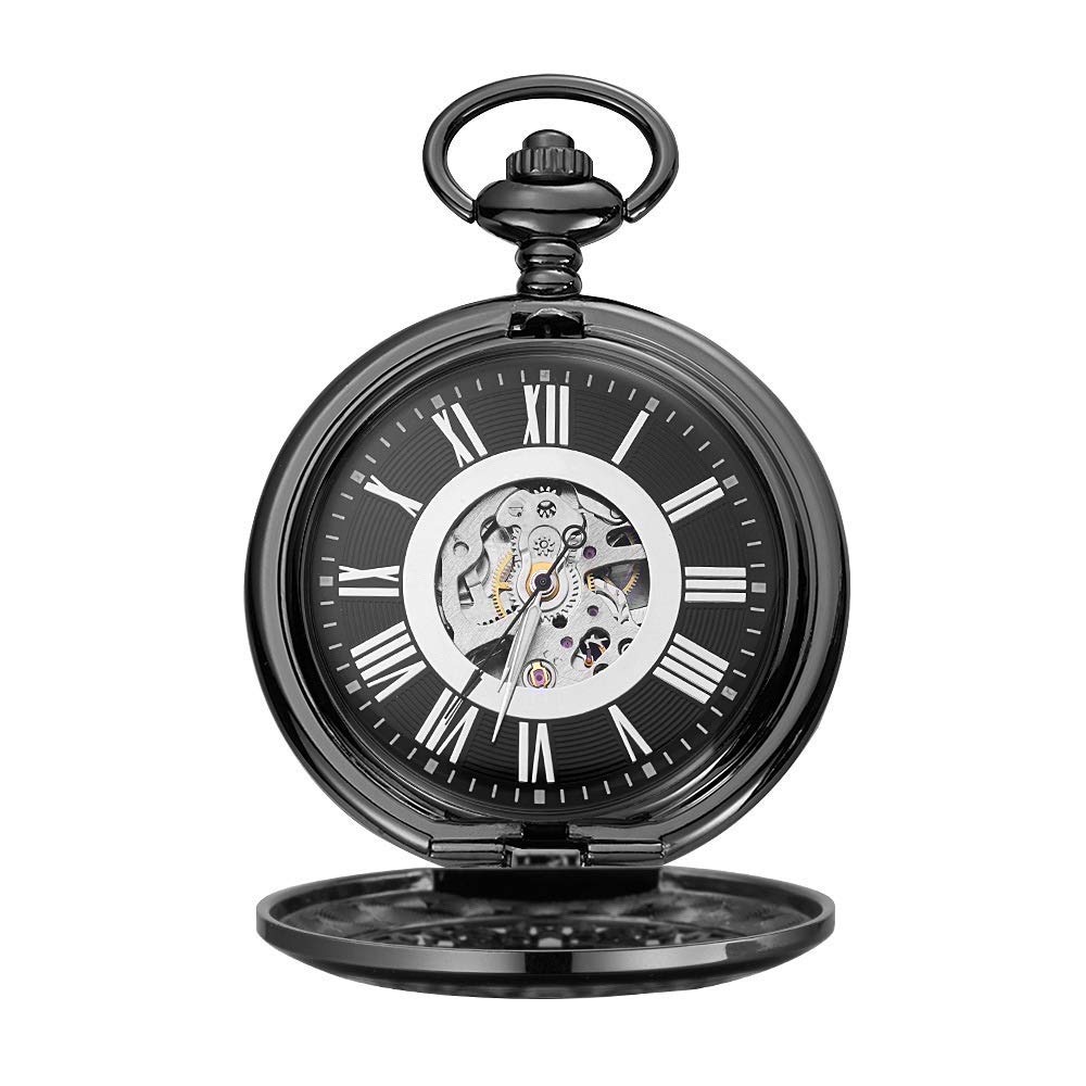 Montre de poche noire mécanique pour parfaire votre style rétro